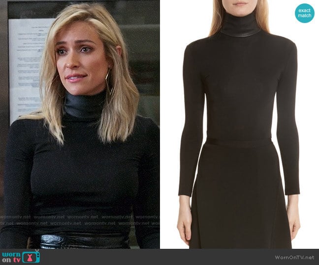 Helmut Lang Bondage Jersey Leather Neck Top worn by Kristin Cavallari on Very Cavallari