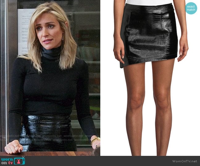 Helmut Lang Croc-Embossed Leather Mini Skirt worn by Kristin Cavallari on Very Cavallari