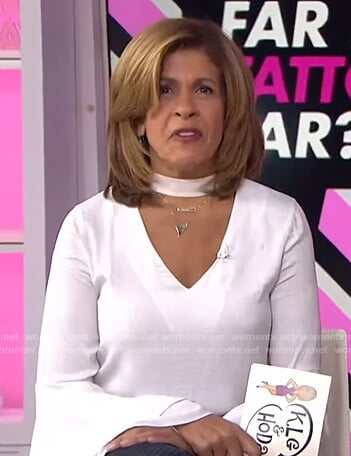 Hoda's white choker neck top with bell sleeves on Today