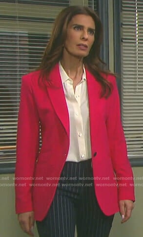 Hope’s tie cuff shirt and pink blazer on Days of our Lives