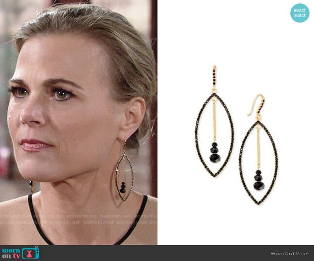 INC International Concepts Gold-Tone Stone Orbital Drop Earrings worn by Phyllis Newman (Gina Tognoni) on The Young and the Restless