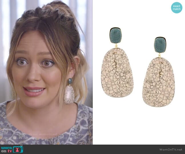 Stone Drop Earrings by Isabel Marant Etoile worn by Kelsey Peters (Hilary Duff) on Younger