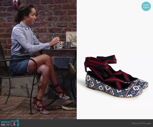 J. Crew Lily Lace-up Ballet Flats worn by Mattie Ashby (Lexie Stevenson) on The Young and the Restless