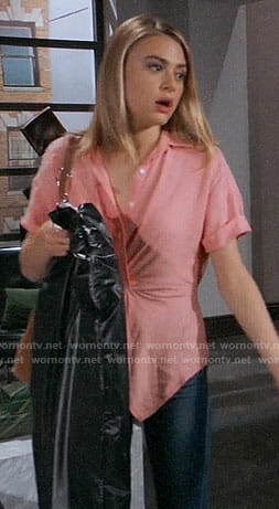 Kiki's coral twist front top on General Hospital