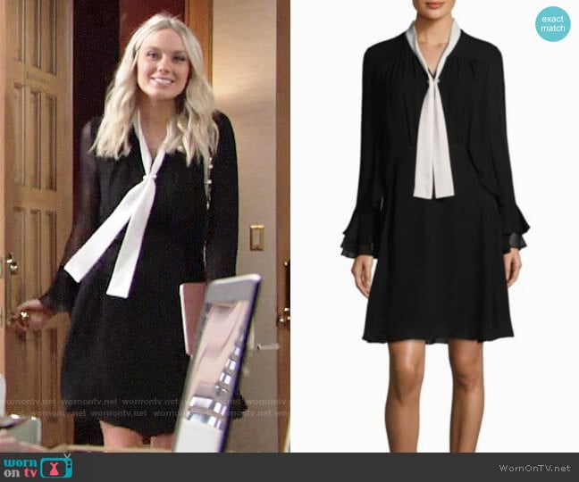 Kobi Halperin Ruffle Bell-Sleeve Silk Dress worn by Abby Newman (Melissa Ordway) on The Young and the Restless