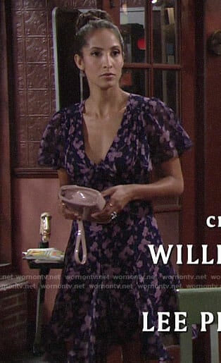 Lily’s blue and pink floral dress on The Young and the Restless