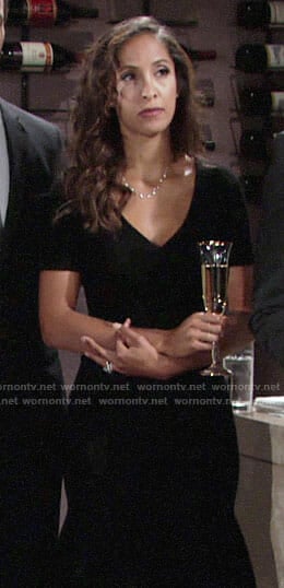 Lily’s black v-neck dress on The Young and the Restless