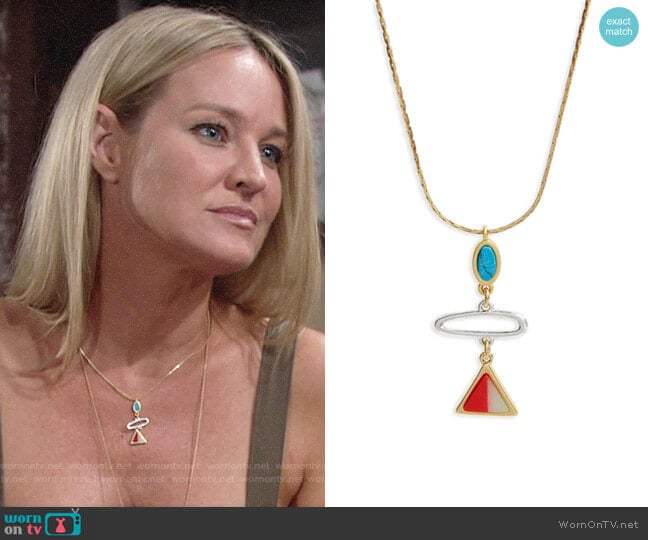 Madewell Stone Inlay Pendant Necklace worn by Sharon Newman (Sharon Case) on The Young and the Restless