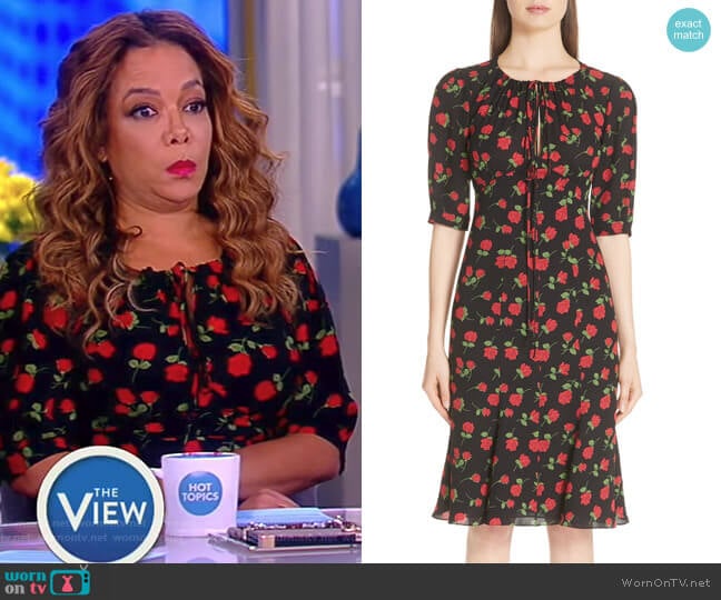 Rose Print Silk Georgette Dress by Michael Kors worn by Sunny Hostin on The View