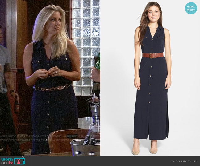 WornOnTV: Carly’s navy button front maxi dress on General Hospital ...