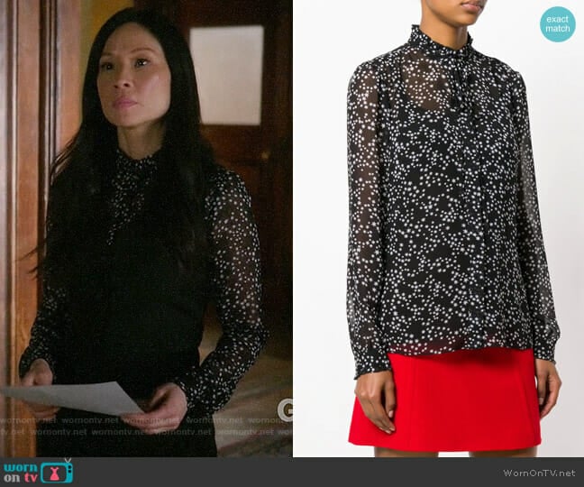 MICHAEL Michael Kors Star Print Blouse worn by Joan Watson (Lucy Liu) on Elementary