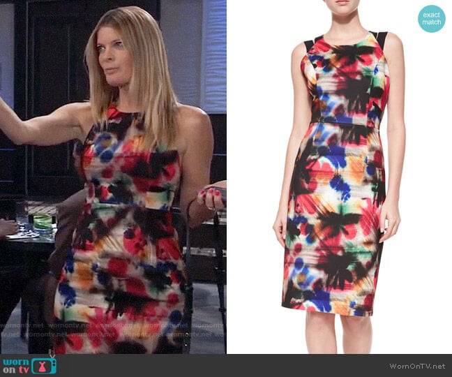 Milly Hayden Graffiti-Print Sheath Dress worn by Nina Reeves (Michelle Stafford) on General Hospital