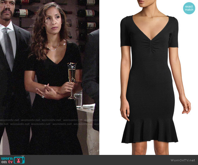 Milly Shirred V-neck Flounce Hem Dress worn by Lily Winters (Christel Khalil) on The Young and the Restless