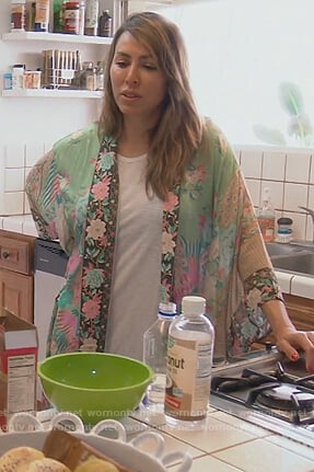 Kelly’s multicolored floral print robe on The Real Housewives of Orange County