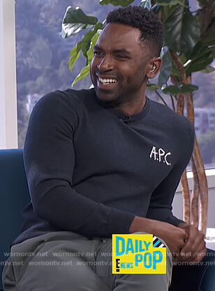 Justin’s black APC sweater on E! News Daily Pop