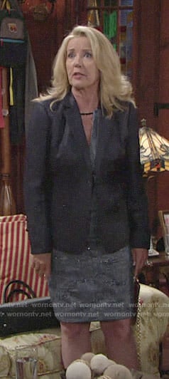 Nikki’s blue metallic dress and blazer on The Young and the Restless