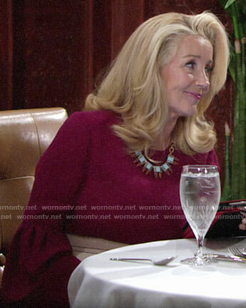 Nikki’s purple bell sleeve dress on The Young and the Restless