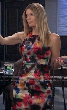 Nina's multi-colored paint splatter dress on General Hospital