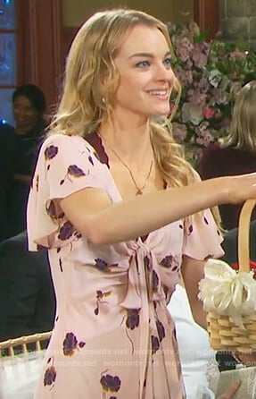 Claire’s pink floral front tie dress on Days of our Lives