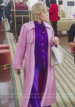 Jacqueline’s pink wrap trench coat on The Bold Type