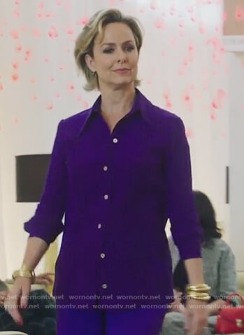 Jacqueline’s purple pleated blouse on The Bold Type