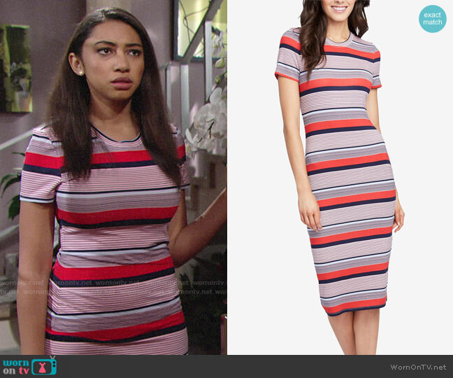 RACHEL Rachel Roy Striped Ribbed T-Shirt Dress worn by Shauna (Camryn Hamm) on The Young & the Restless