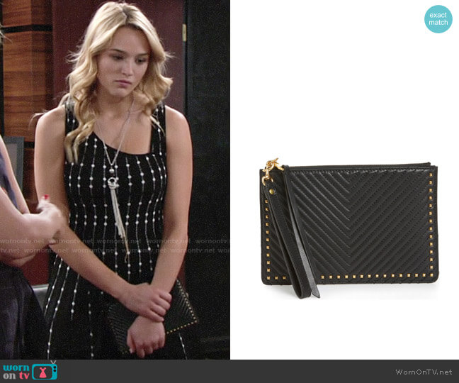 Rebecca Minkoff Quilted Leather Wristlet Pouch worn by Summer Newman (Hunter King) on The Young and the Restless