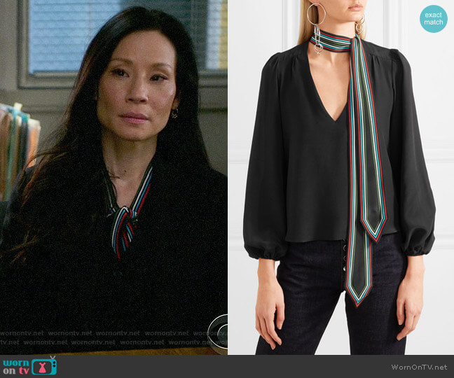 Rixo London Kate Blouse worn by Joan Watson (Lucy Liu) on Elementary