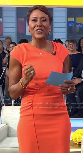 Robin’s orange gathered dress on Good Morning America