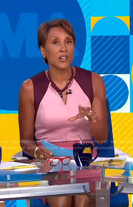 Robin’s pink colorblock v-neck dress on Good Morning America