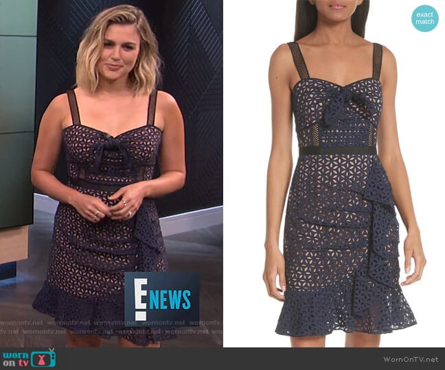 Knot Front Broderie Anglaise Dress by Self Portrait worn by Carissa Loethen Culiner on E! News