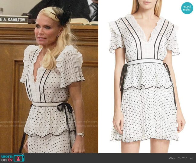 Self Portrait Pleated Plumetis Dress worn by Lavinia Peck-Foster (Kristin Chenoweth) on Trial and Error