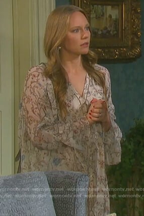 Abigail's floral print ruffle sleeve dress on Days of Our Lives