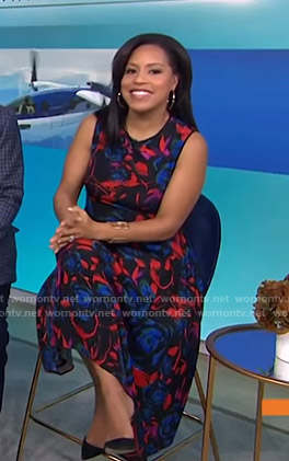 Sheinelle’s black floral asymmetric dress on Today