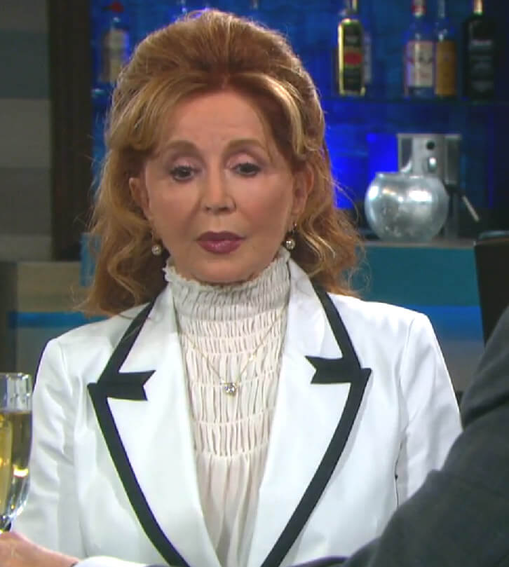 Maggie’s white contrast blazer and smocked blouse on Days of our Lives