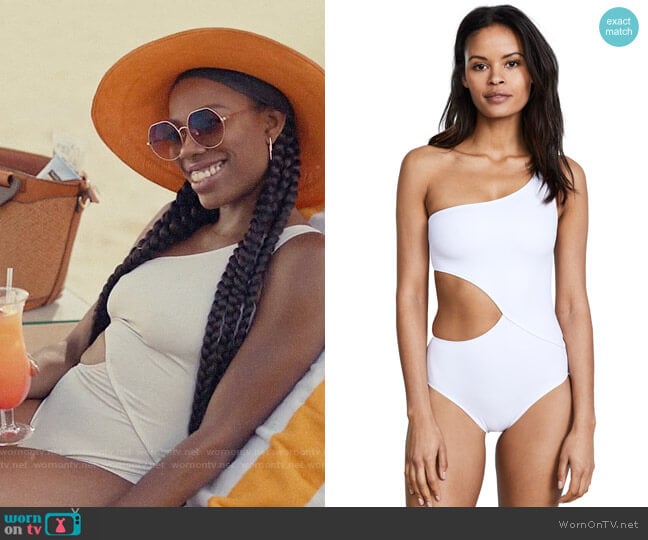 Solid and Striped Claudia Swimsuit worn by Molly Carter (Yvonne Orji) on Insecure