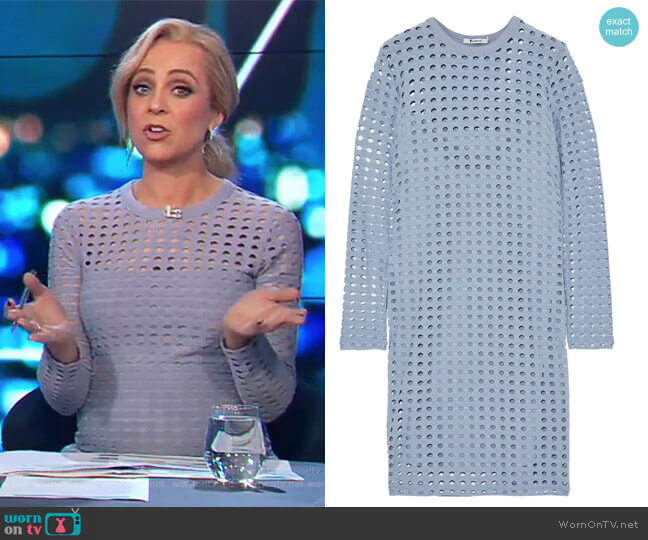 Laser-cut stretch-jersey mini dress by T by Alexander Wang worn by Carrie Bickmore on The Project