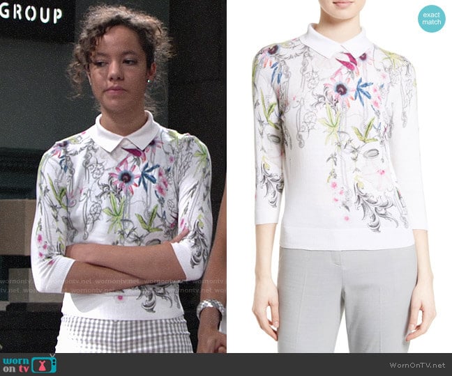 Ted Baker Kikka Passion Flower Sweater worn by Mattie Ashby (Lexie Stevenson) on The Young and the Restless