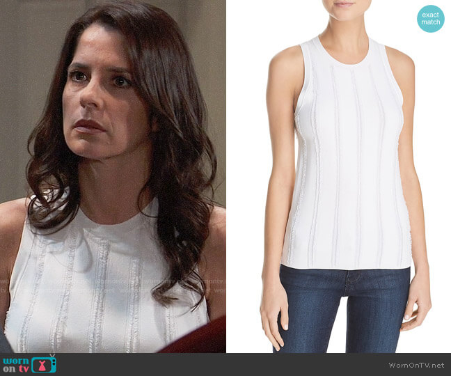 Theory Fringe Trim Tank worn by Sam McCall (Kelly Monaco) on General Hospital