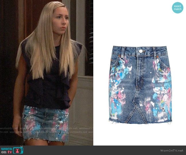 Topshop Paint Splatter Skirt worn by Josslyn Jacks (Eden McCoy) on General Hospital