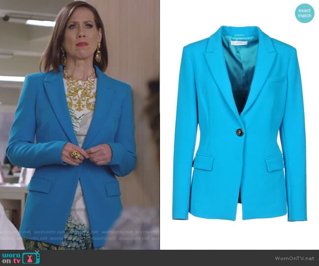 WornOnTV: Diana’s peacock print dress and blue blazer on Younger ...