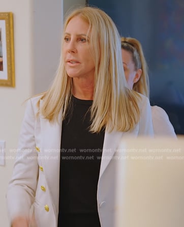 Vicki's white gold button blazer on The Real Housewives of Orange County