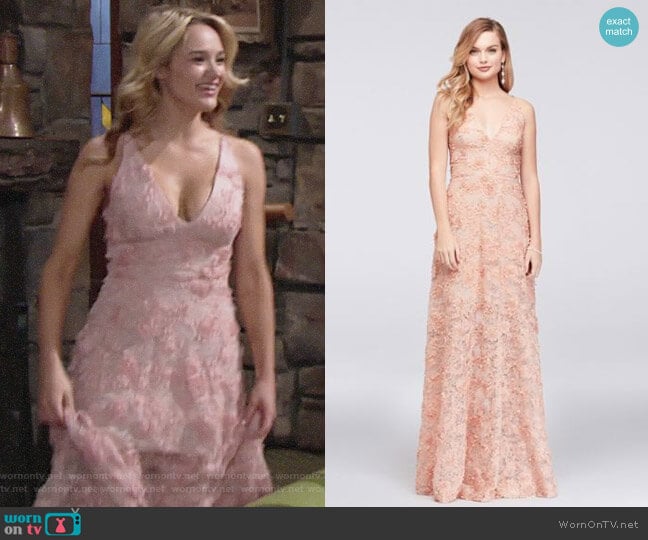 Xscape 3D Floral Applique Lace A-Line Gown worn by Summer Newman (Hunter King) on The Young and the Restless