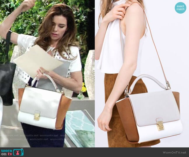 Zara Combined City Bag with Buckle worn by Victoria Newman (Amelia Heinle) on The Young and the Restless