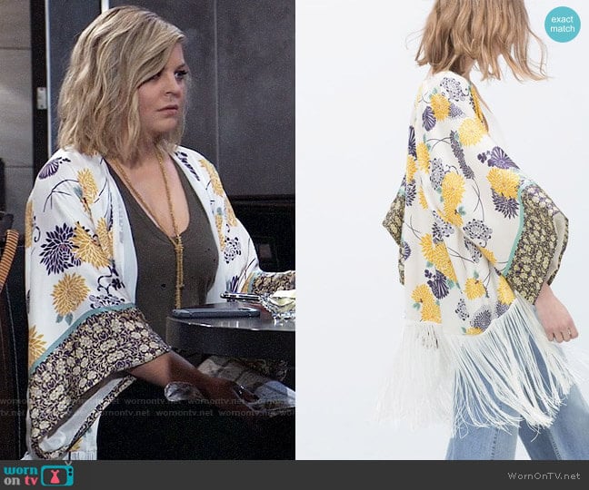 Zara Printed Kimono worn by Maxie Jones (Kirsten Storms) on General Hospital