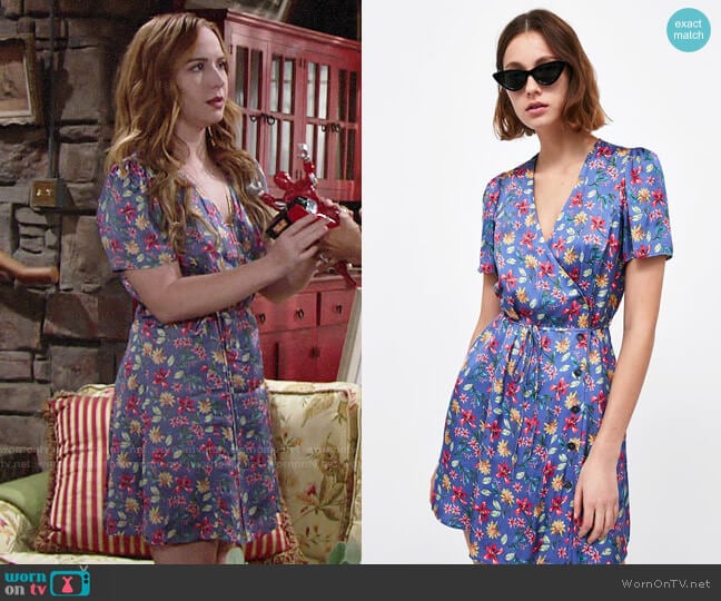 Zara Printed Satin Dress worn by Mariah Copeland (Camryn Grimes) on The Young and the Restless