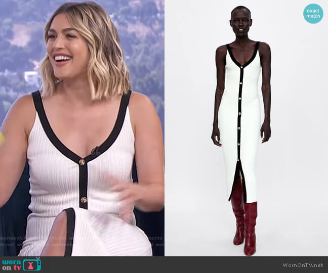 Ribbed Dress with Buttons by Zara worn by Carissa Loethen Culiner  on E! News