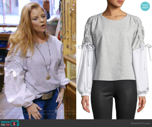 Drawstring Long-Sleeve Blouse by 1.State worn by Brandi Redmond on The Real Housewives of Dallas