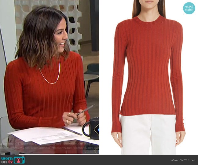 Ribbed Wool Blend Sweater by Acne Studios worn by Erin Lim on E! News