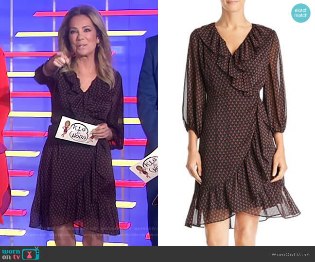 Faux-Wrap Foulard Dress by Adrianna Papell worn by Kathie Lee Gifford on Today